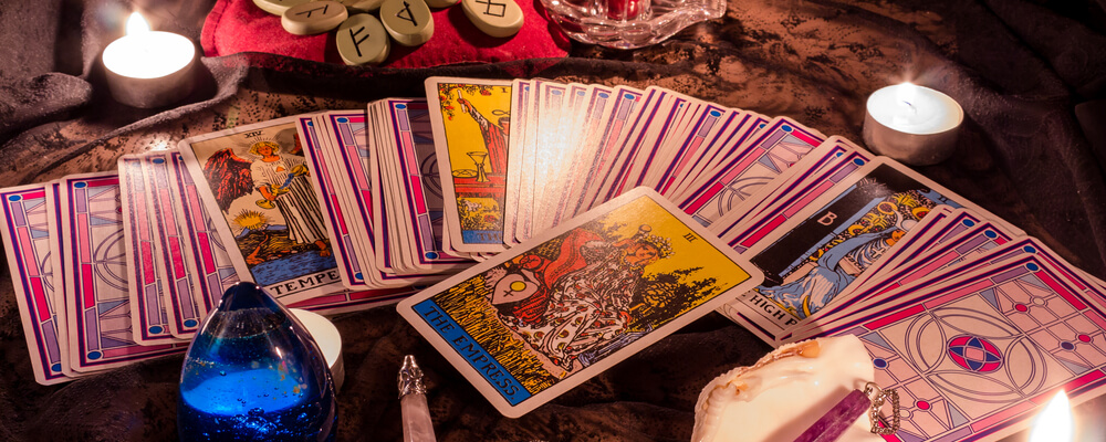 tarot cards on a table top